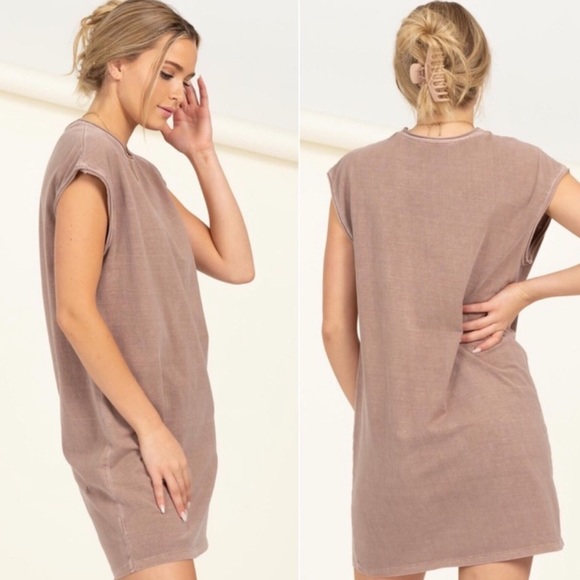 MOCHA T-SHIRT MINI SUMMER DRESS - Picture 2 of 3